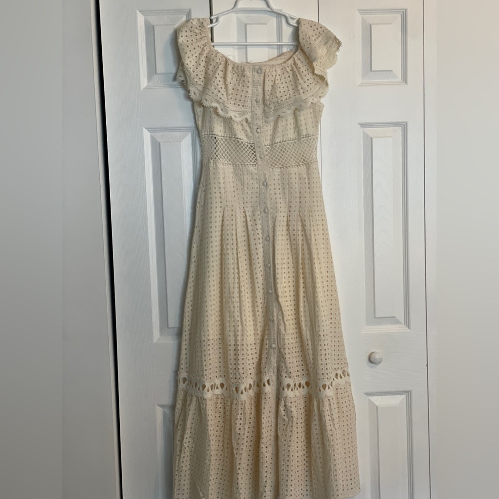 Beautiful embroidered off shoulder maxi dress